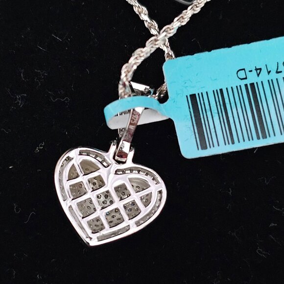 Sterling Silver Moissanite Heart Pave Cluster Pendant And Chain New 1CT - Picture 6 of 8